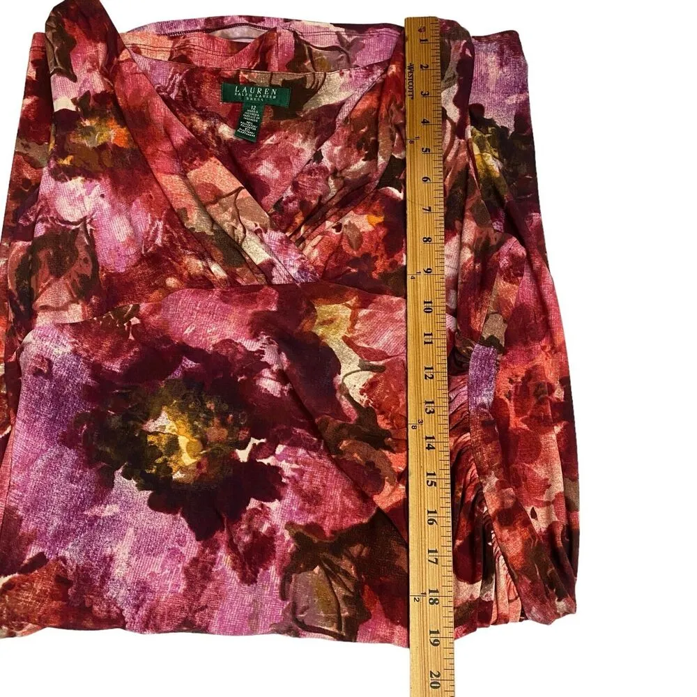 Lauren Ralph Lauren Women's Sleeveless Floral V-Neck Dress size 12 Cinch Stretch - Image 10