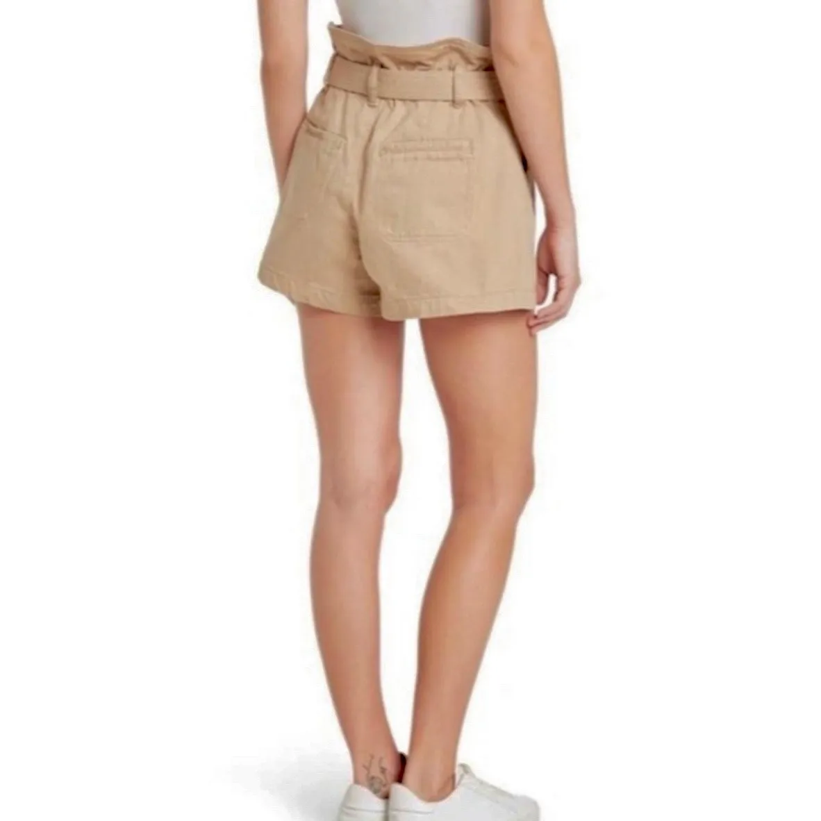 BlankNYC Tan Belted High-Waisted Paperbag Denim Shorts 24 Utility - Image 8