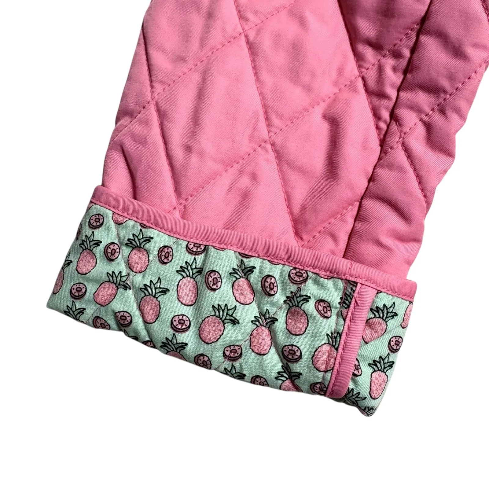 Vineyard Vines Quilted Pink Jacket Pineapple Print Lining Women's XSmall - Image 4