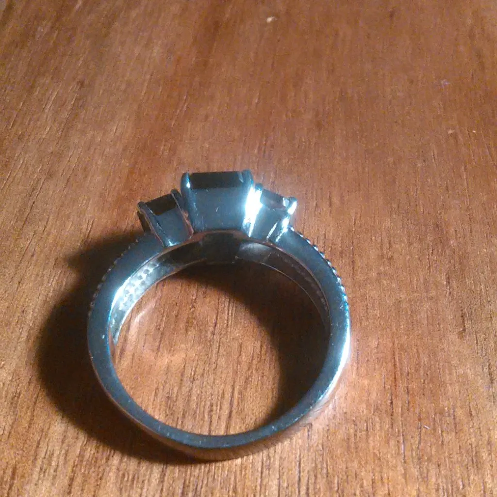 Brazilian Smoky Quartz Stainless Steel Three Stone Fancy Ring (Size 8) - Image 9