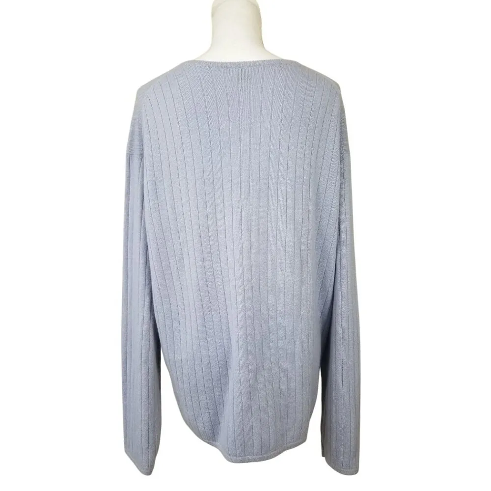 Armani Collezioni Ribbed V-Neck Sweater Womens XL Light Purple Luxurious Wool Bl - Image 7