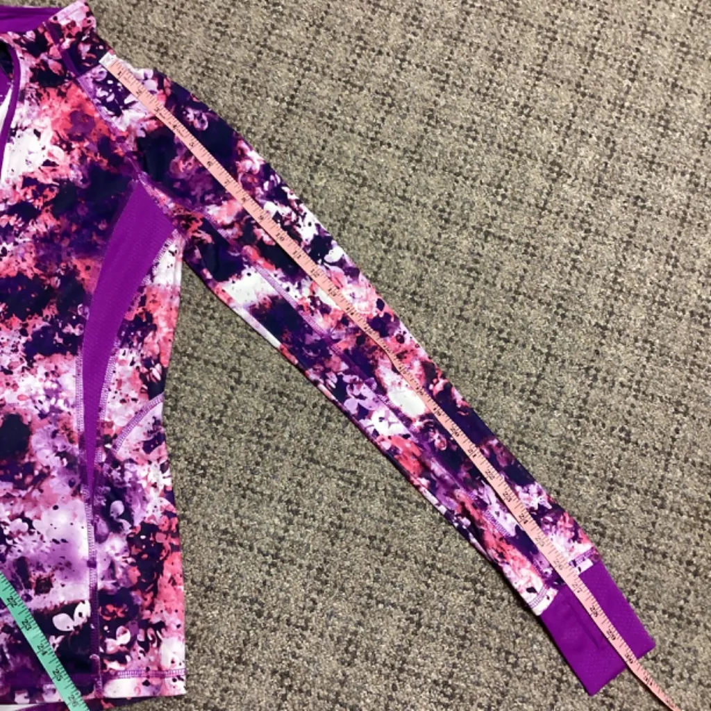 Tek Gear Purple White Pink Coral Tie Dye Athletic Long Sleeve 1/4 Zip Shirt * M - Image 5