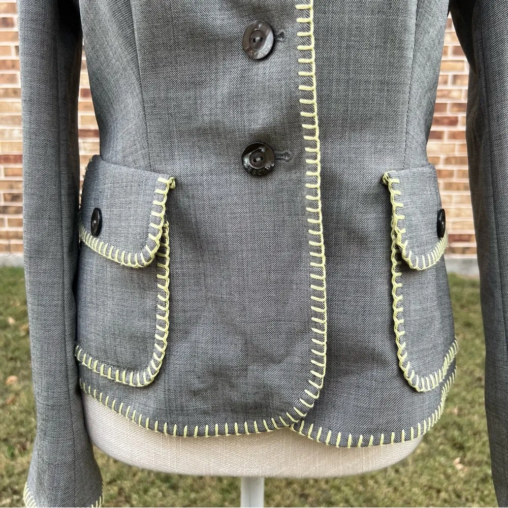 Escada Grey And Yellow Long Sleeve Blazer Jacket Size undefined - Image 3