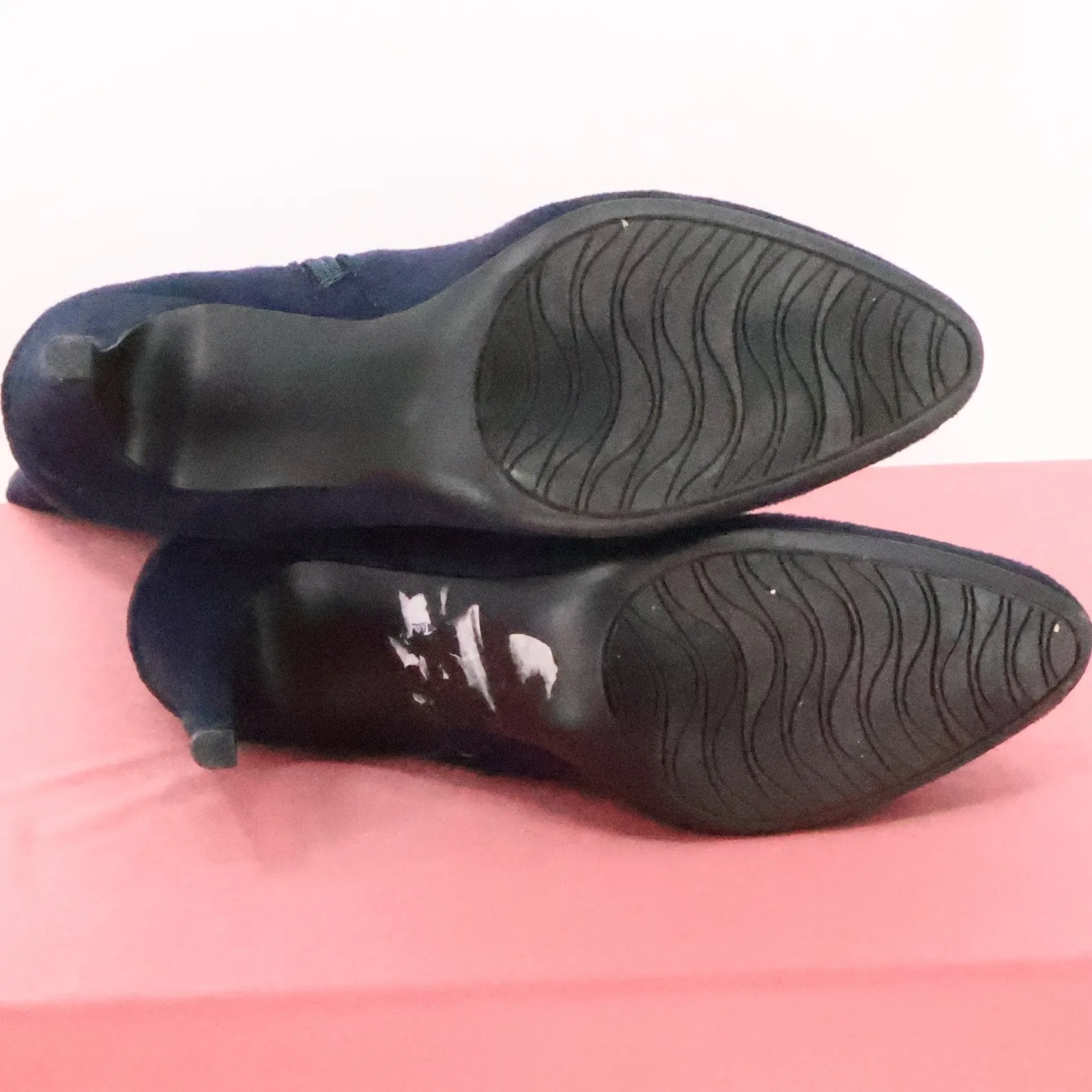 Impo Tristan Navy Blue Boots Vegan Suede Rhinestone Knee High Heels Glam Size 7M - Image 5