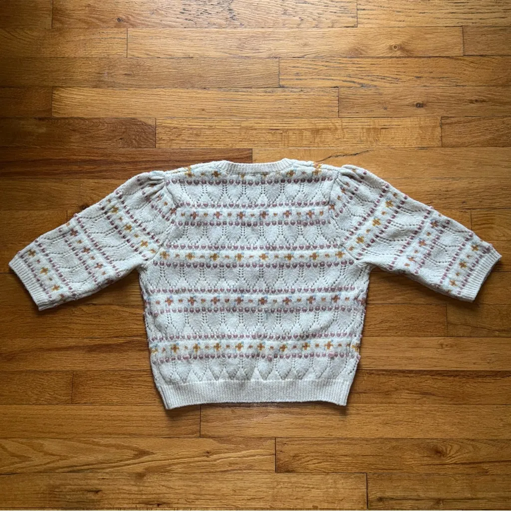 ZARA Floral Pattern Knit V-Neck Sweater size Small - Image 5