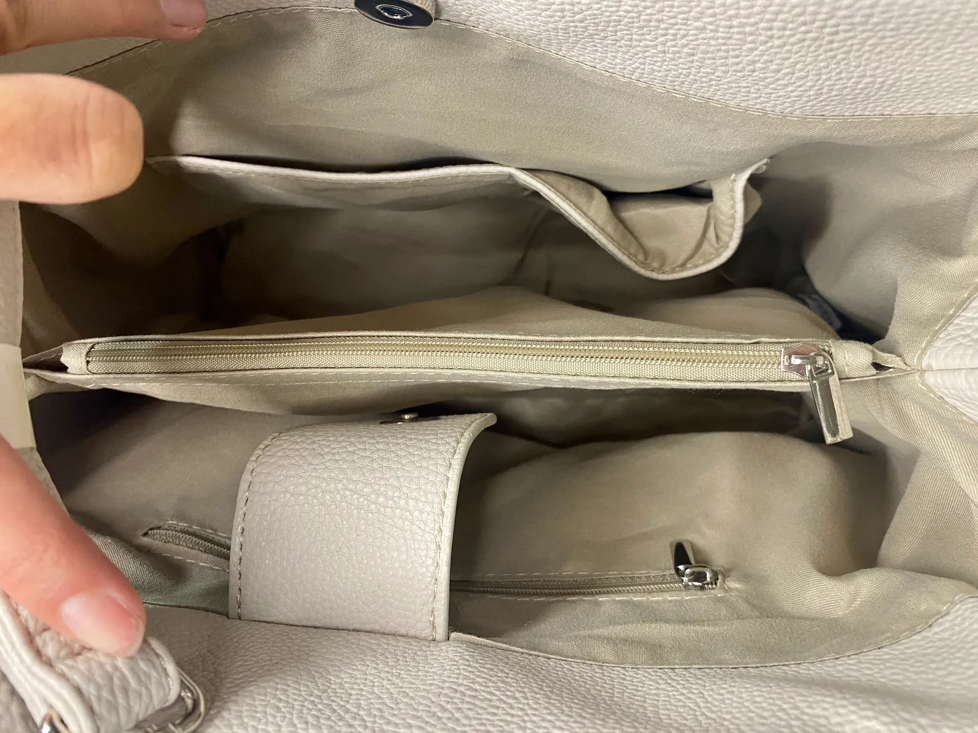 Ivory Faux Leather Work Tote Purse White - Image 7