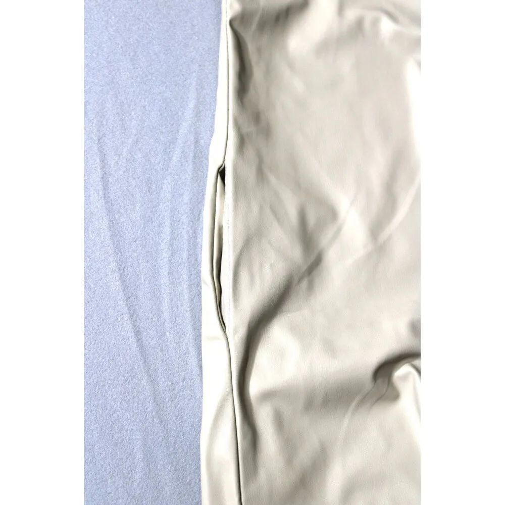 ZARA Ice Faux Leather Tunic Dress Cream Tan Midi Shift Dress Pockets Medium - Image 5