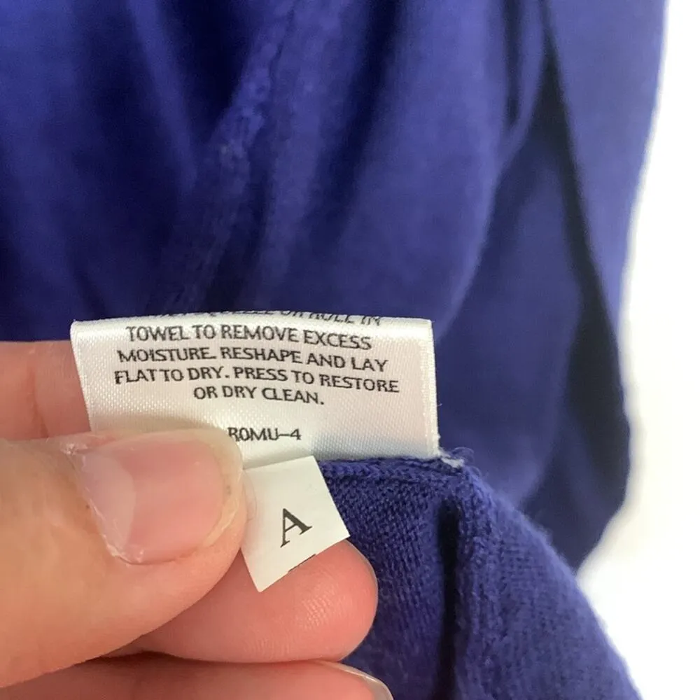 Eileen Fisher womens medium dark blue cardigan merino wool casual business - Image 7