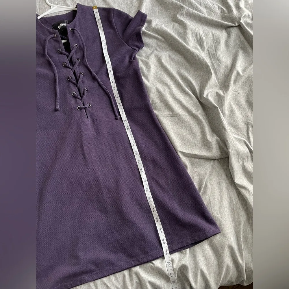 Reformation Mini Dress XXS Caroline Lace Up Shirt Purple Pique Boho Y2K Festive - Image 10