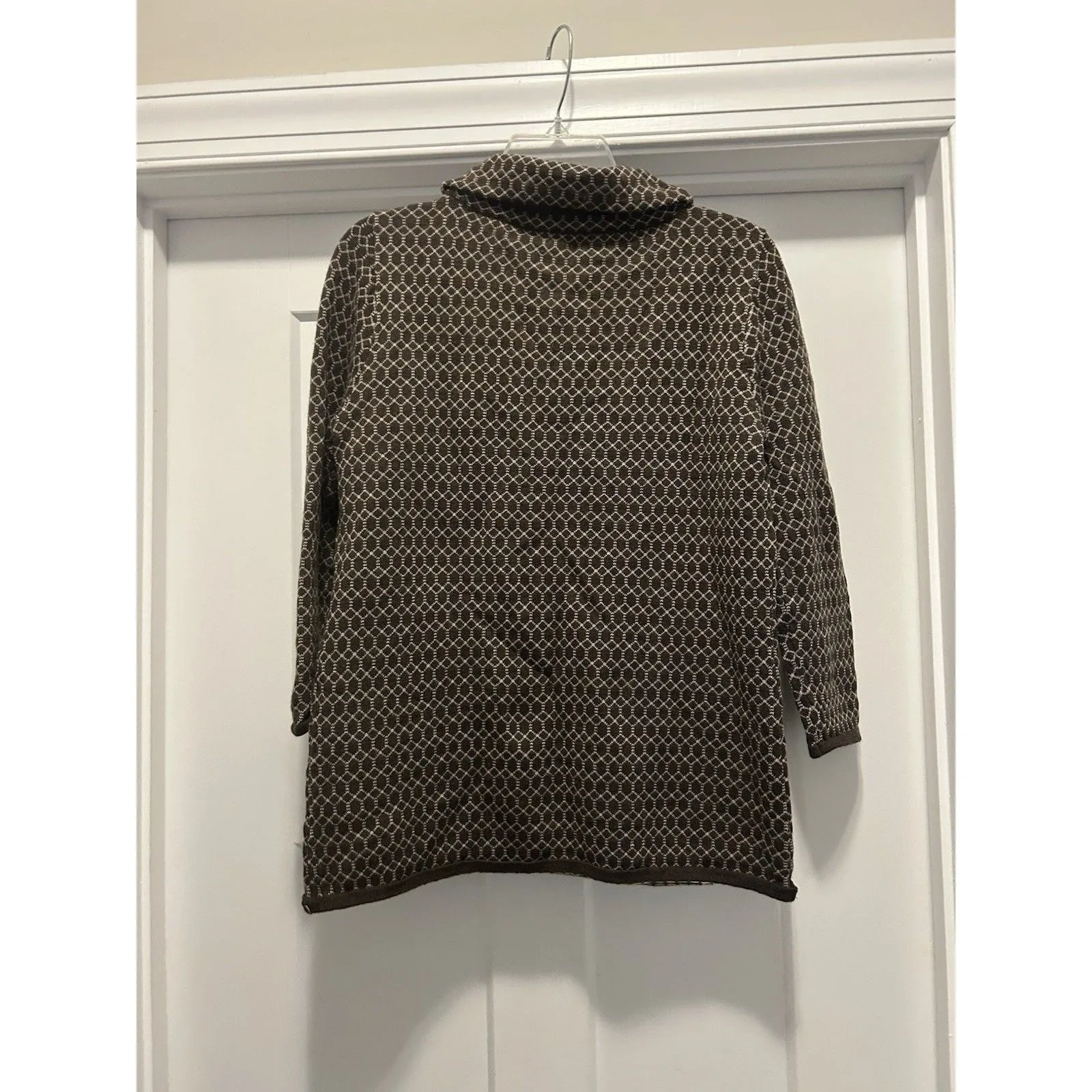 Talbots Sweater Women Medium Pure Merino Wool Turtleneck Geometric Pullover Knit - Image 5