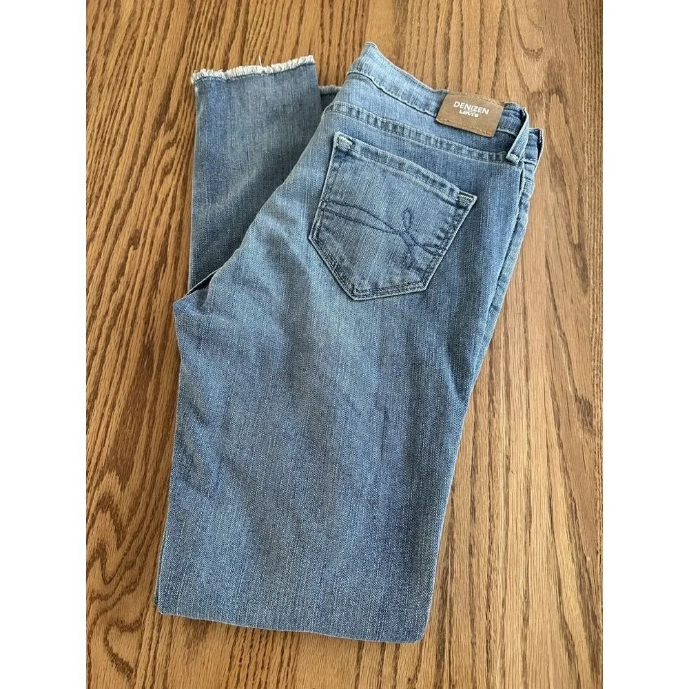 DENIZEN From Levi's Mid Rise Super Skinny Distressed Jeans Fringe Hem W26 Blue Size 4 - Image 12