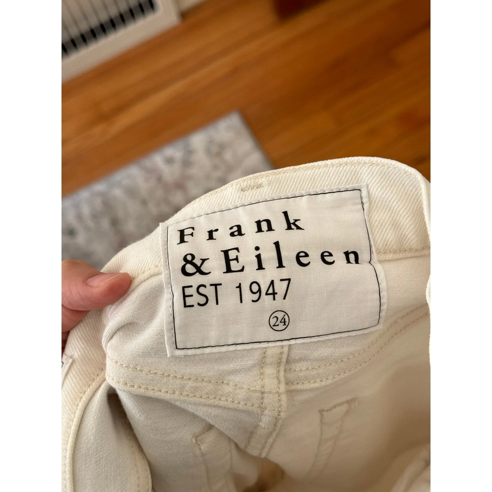 FRANK & EILEEN Cork Everyday Jeans Natural Denim White Ankle Jeans Size 24 - Image 8