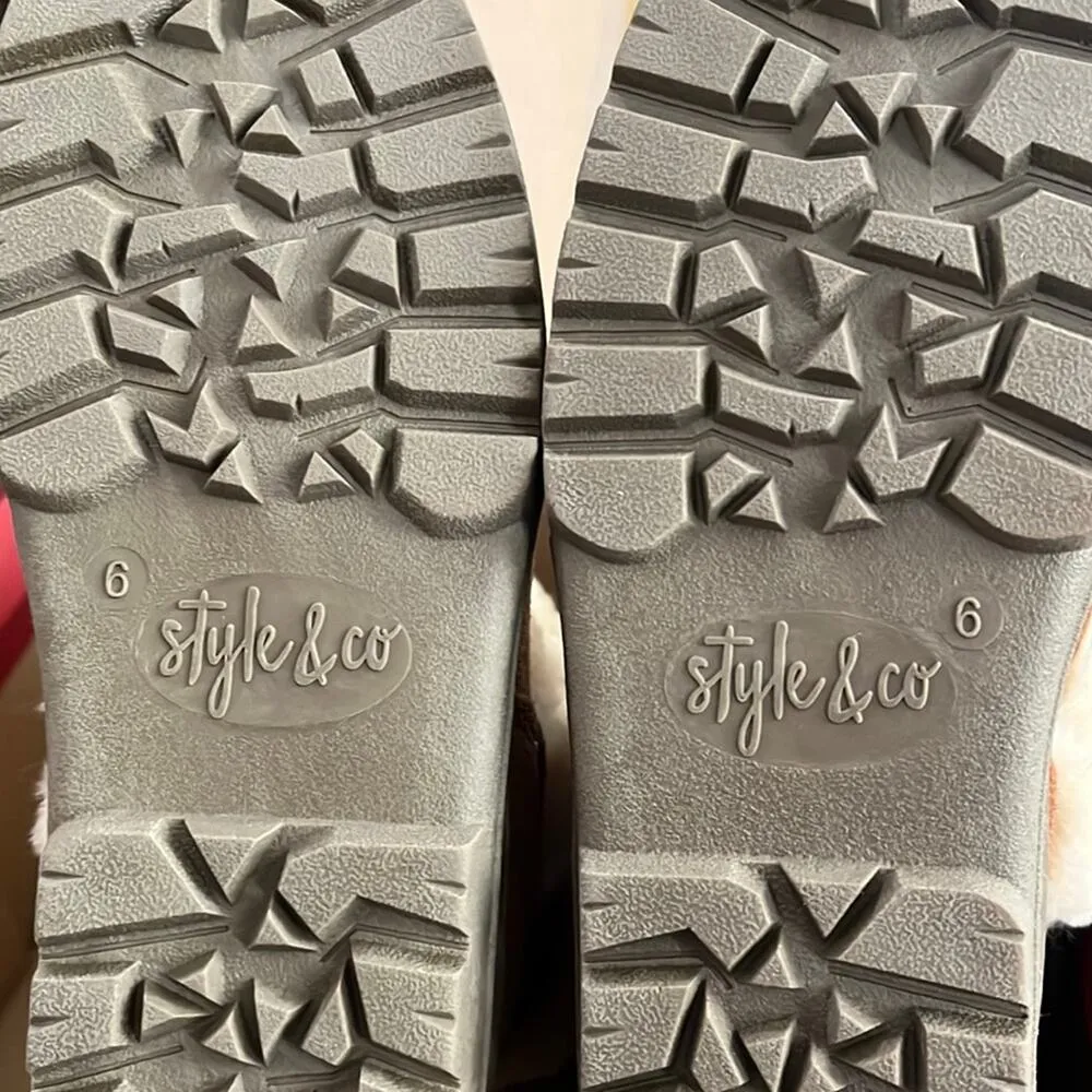 Suede Winter Boots Women’s 6 Chestnut Brown Cuffed Vegan Sherpa Fur - Image 3