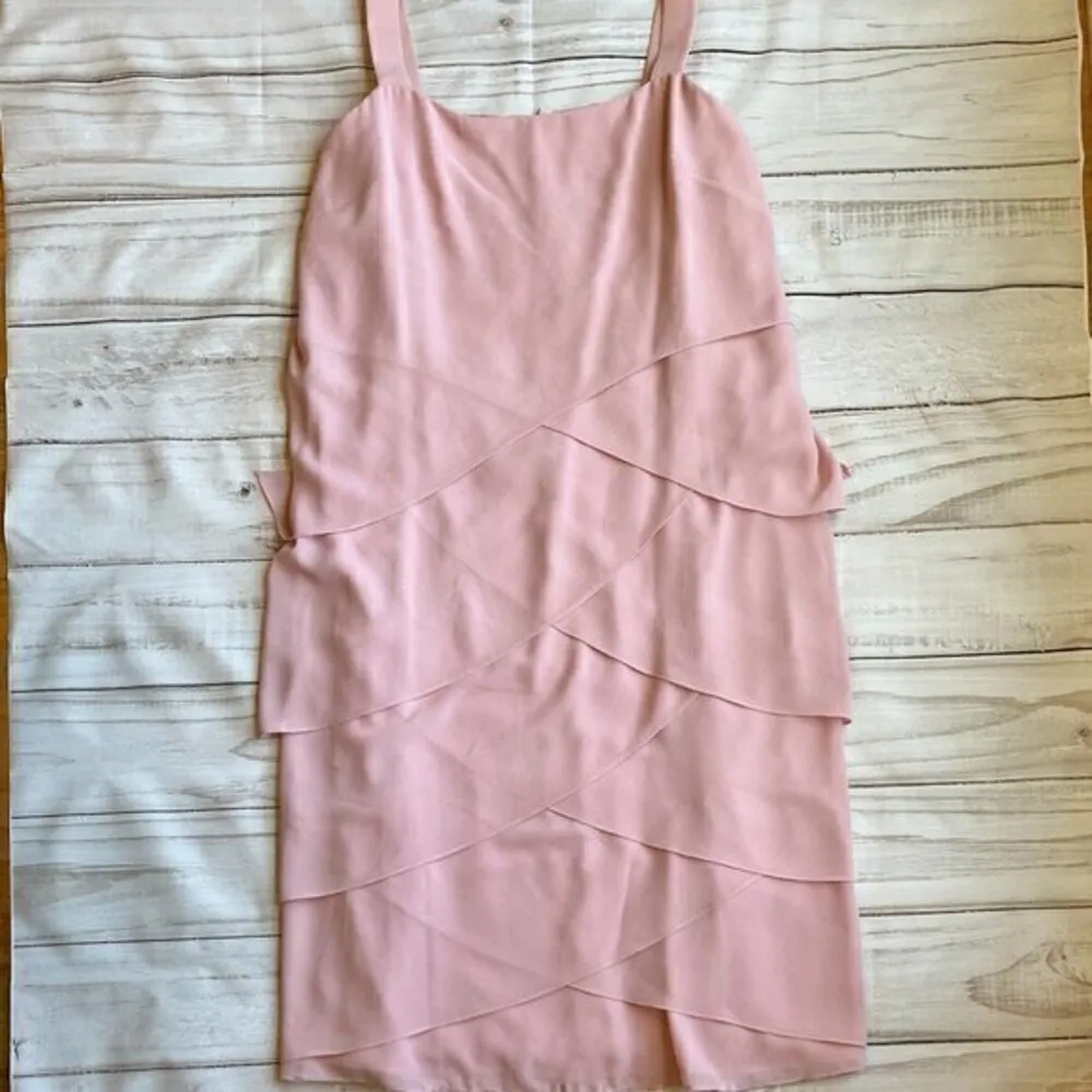 Ursula of Switzerland Vintage Bridesmaid Pink Layered Ruffle Midi Dress Size 14 - Image 2