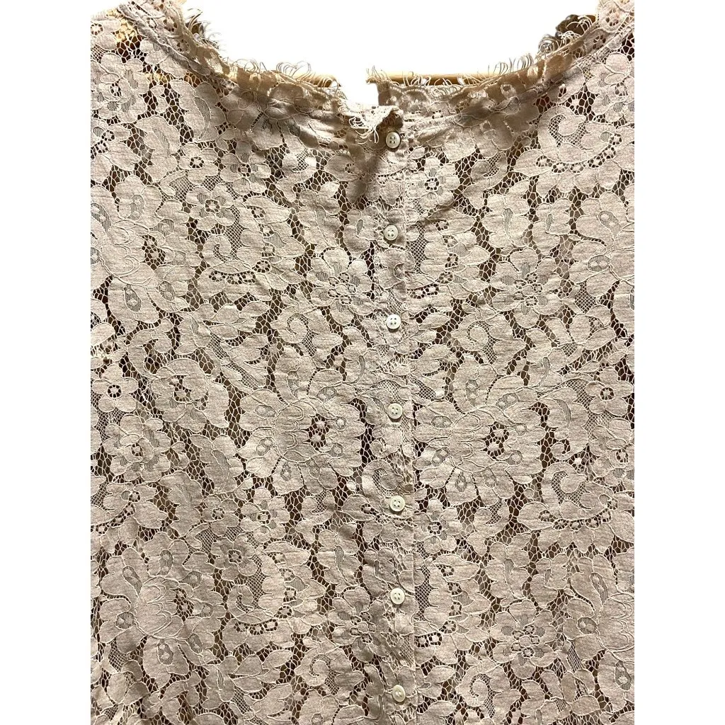 Joie Allover Lace Blouse Beige Size S - Image 10