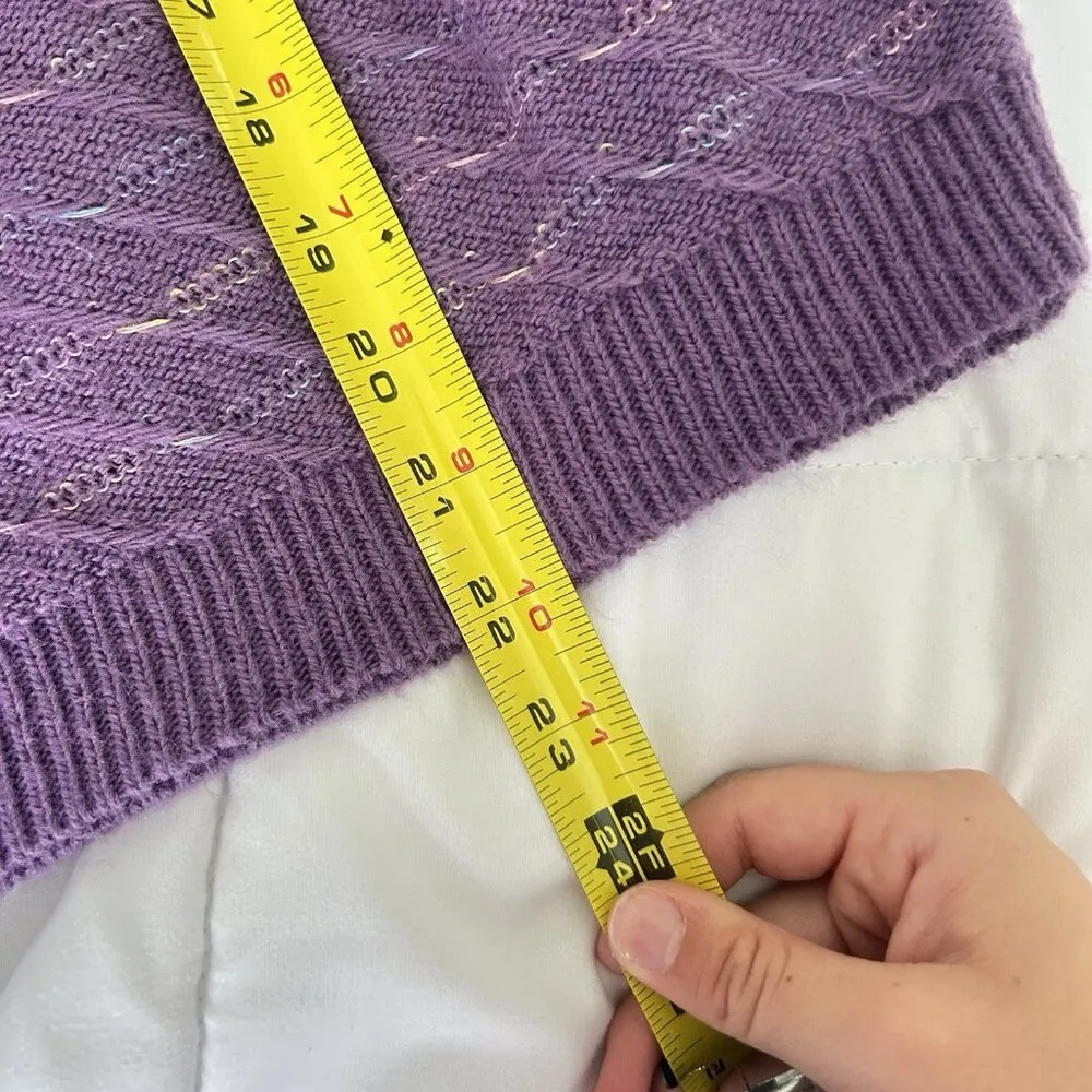 Vintage Purple Womens Pullover Sweater Cardigan Made In USA Round Neck Size M - Image 5