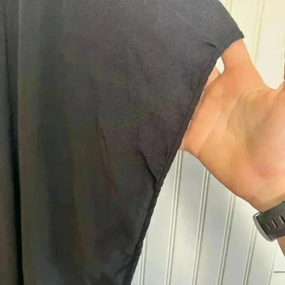 Diane Von Furstenburg Black Tunic Dress Size Large Front Cutout A42 - Image 4