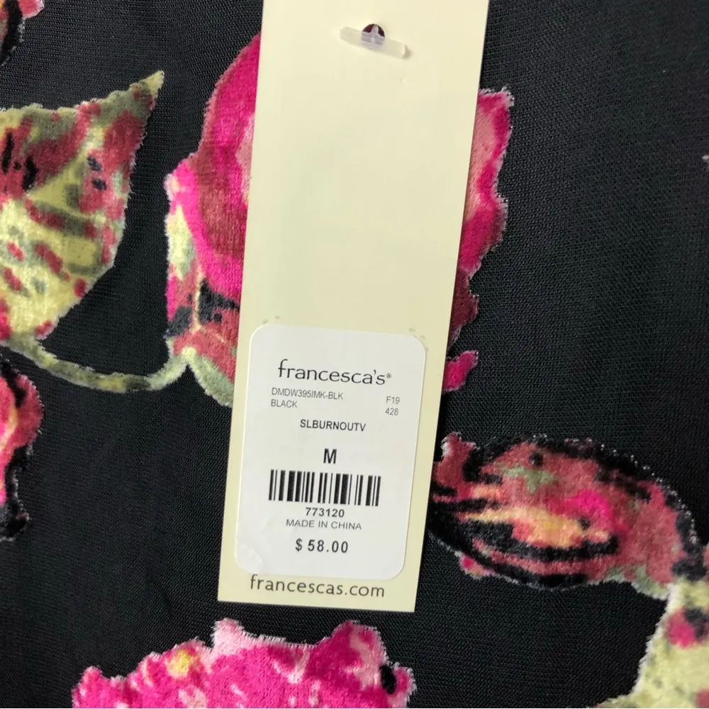 Francesca’s Floral Velvet Burnout Dress NWT - Image 8