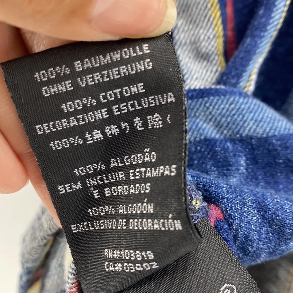 Harley Davidson button up short sleeve plaid semi distressed logo front n back Blue Size XS - Image 12