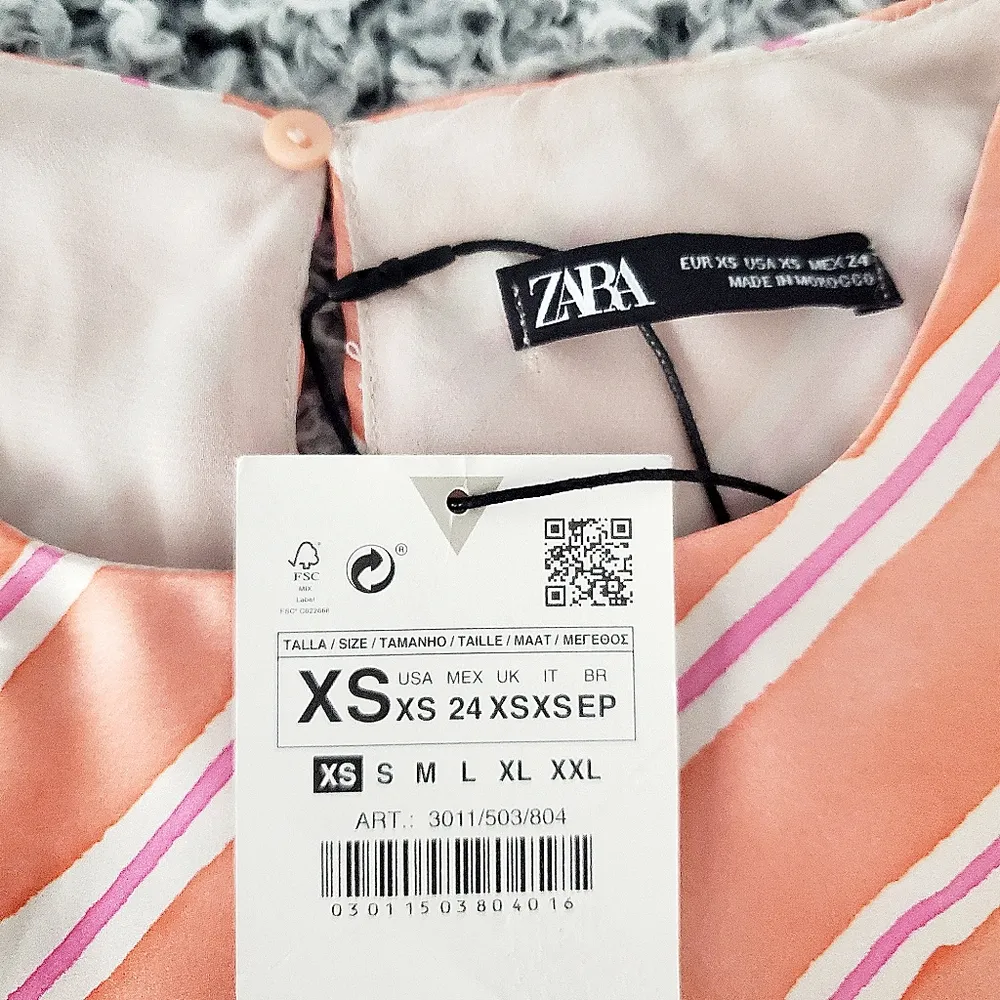 Zara Satin Effect Maxi Dress XS Long Striped Sleeveless Flowy Side Slits Lined - Image 7