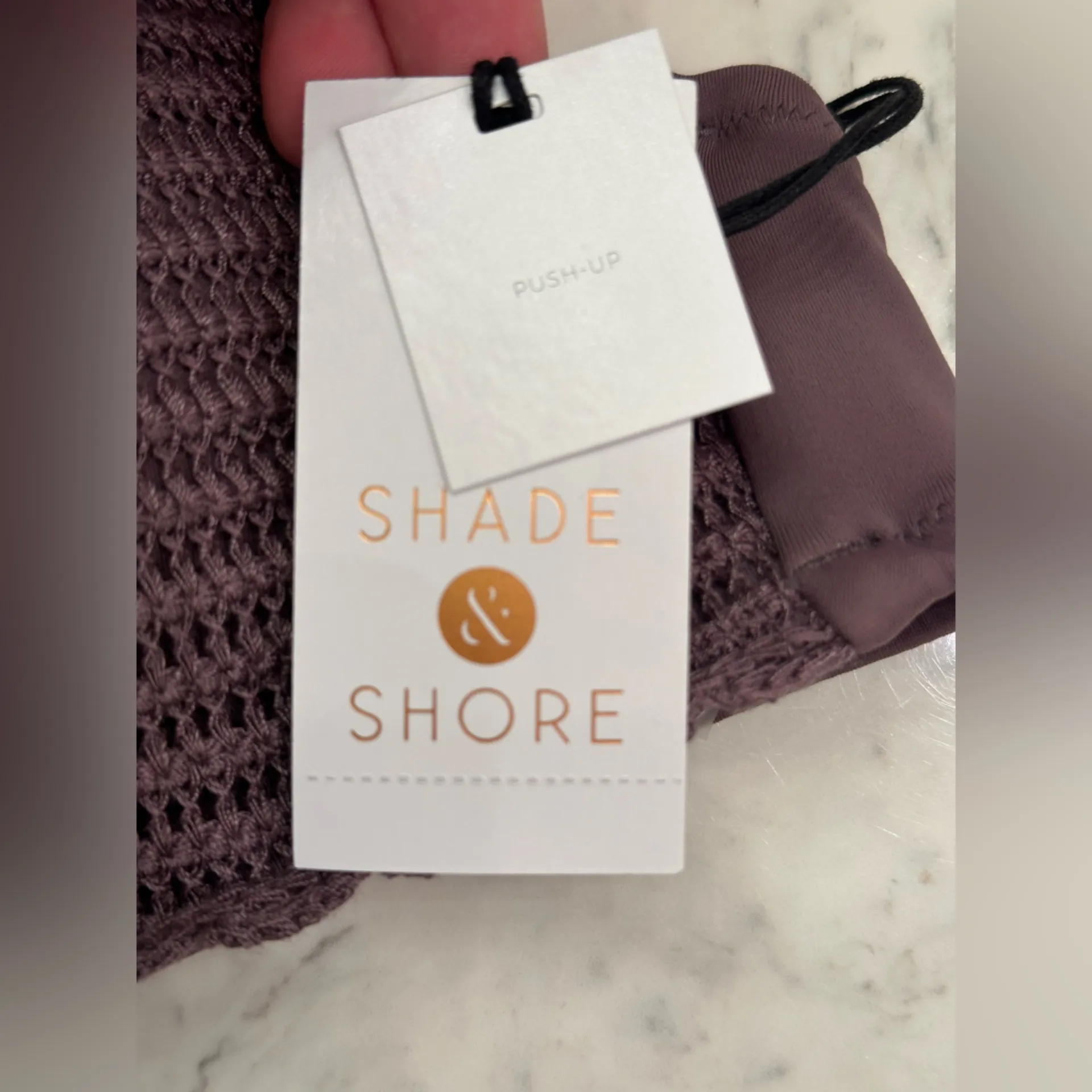 Shade & Shore Knit Crochet Underwire Padded Push Up Bikini Top Purple Sz 38B New - Image 6
