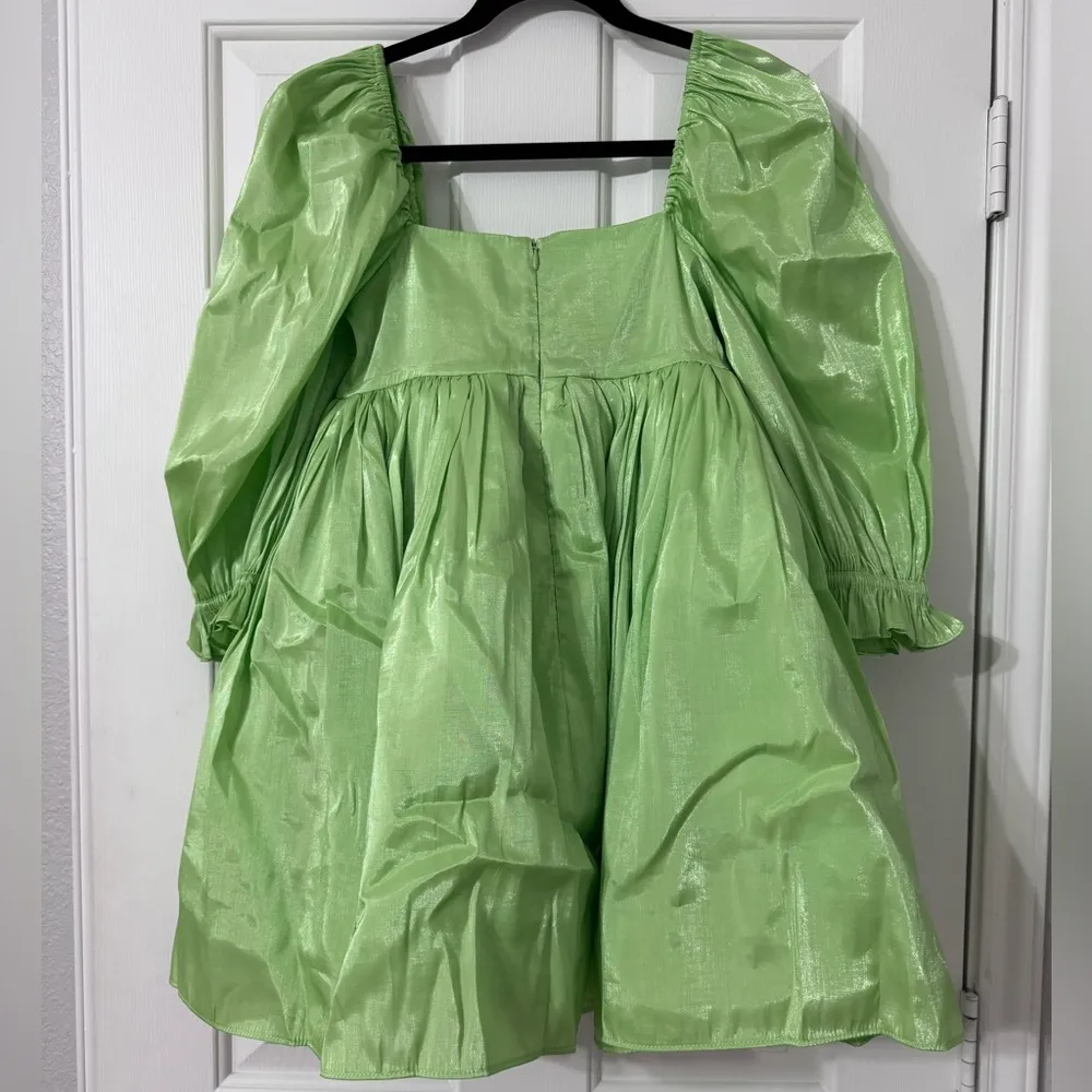 NWOT SELKIE The Puff Sleeve Dress in Avocado Green - Image 4