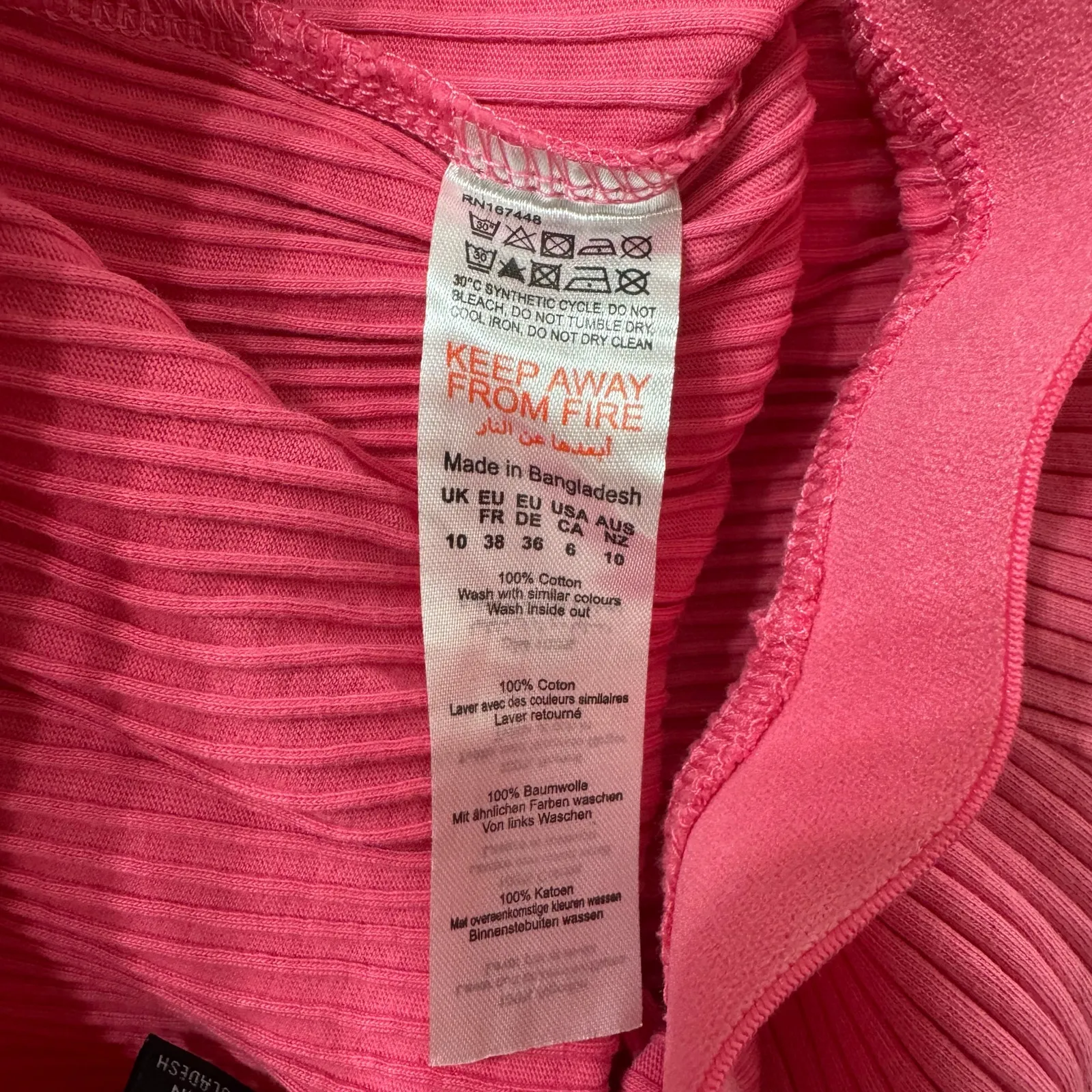 Boohoo Pink Ribbed High Waisted Wide Leg Pants Flare Size 6 (US) - Image 5