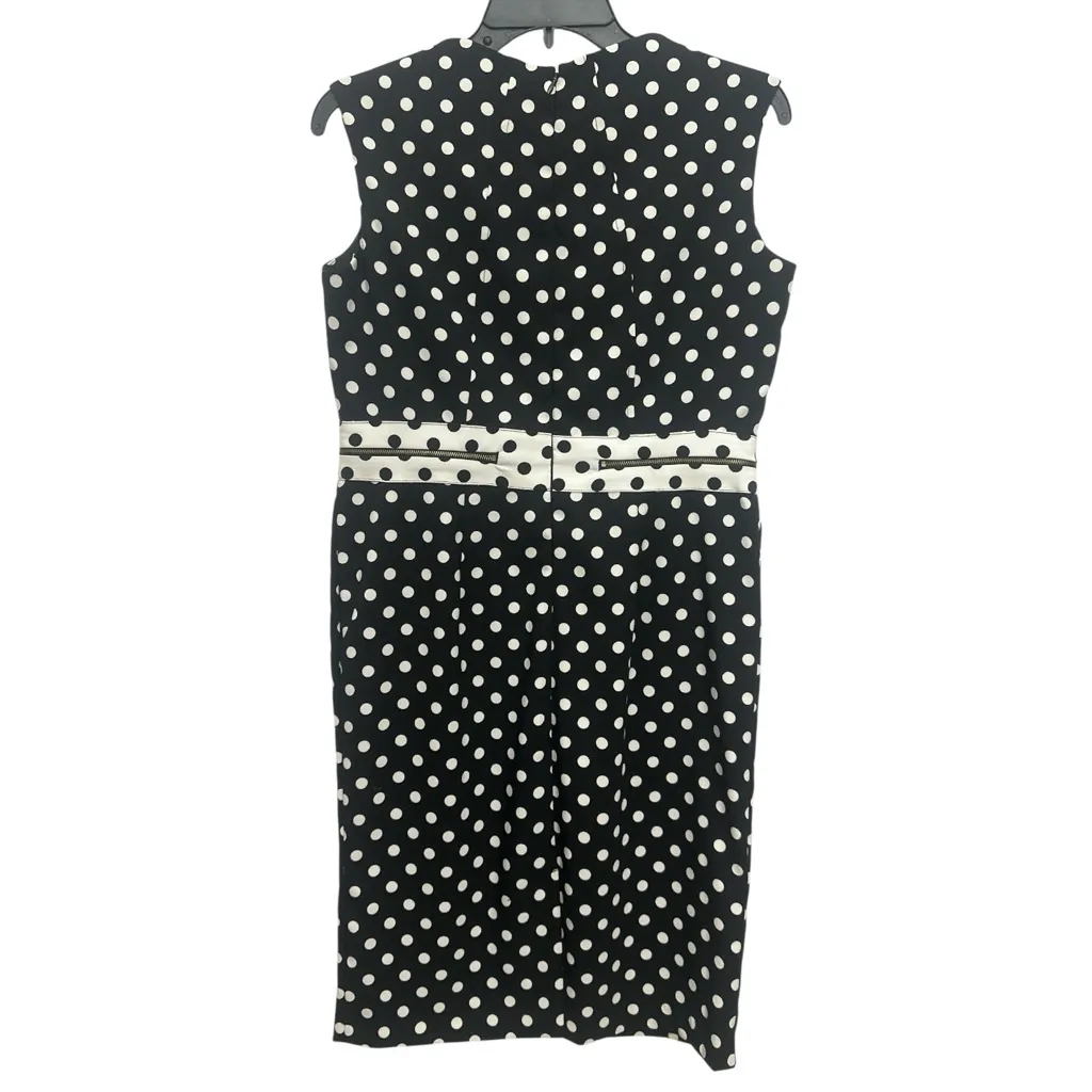 Emma And Michele Polka Dot Sheath Dress Size 8 Sleeveless Zipper Detail - Image 3