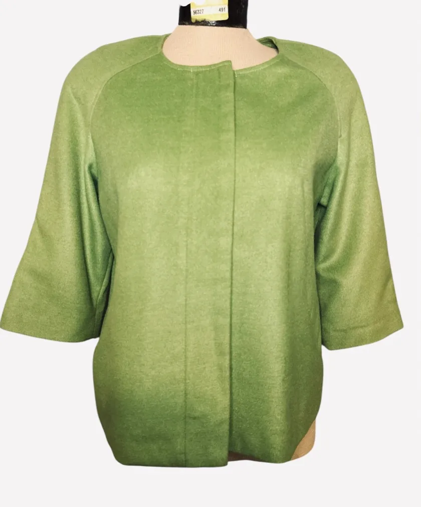 Harve Bernard Elements Petite Small Green Soft Fleece Jacket Blazer Hidden Zip - Image 1