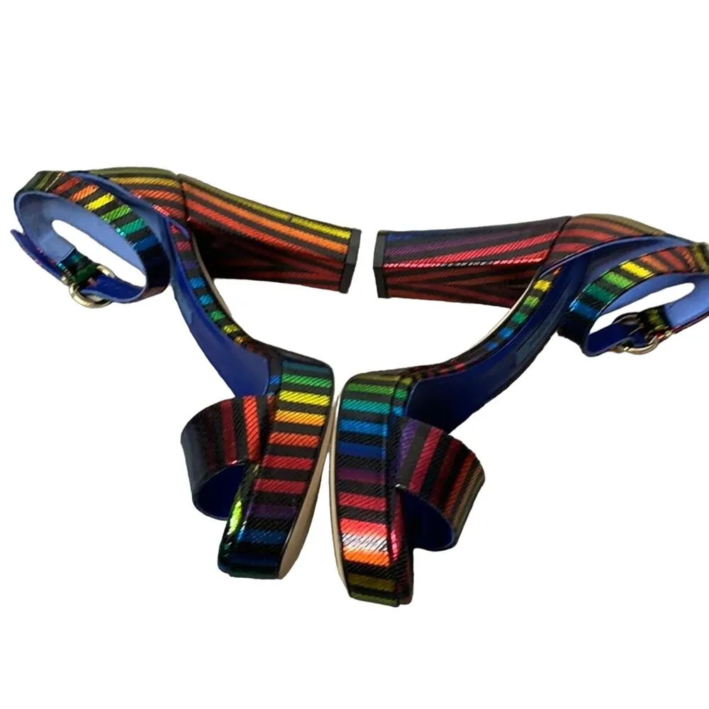 Dee Keller Ramsey Parrot stripe rainbow shoes Size 6 - Image 5