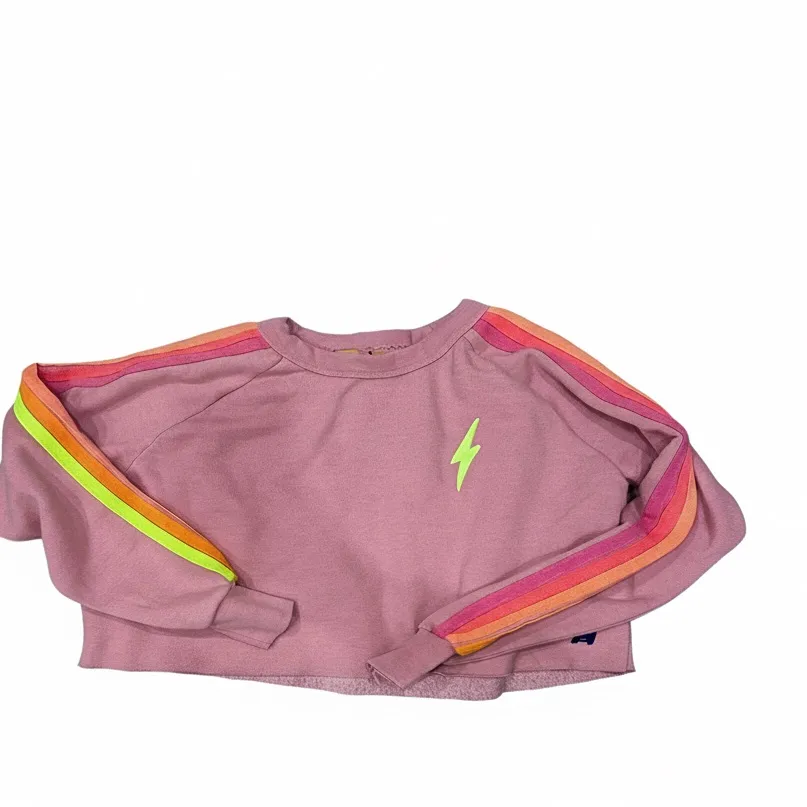 Aviator Nation Pink 5 Stripe Set Cropped Neon 5 Stripe Crewneck and Sweatpants - Image 3
