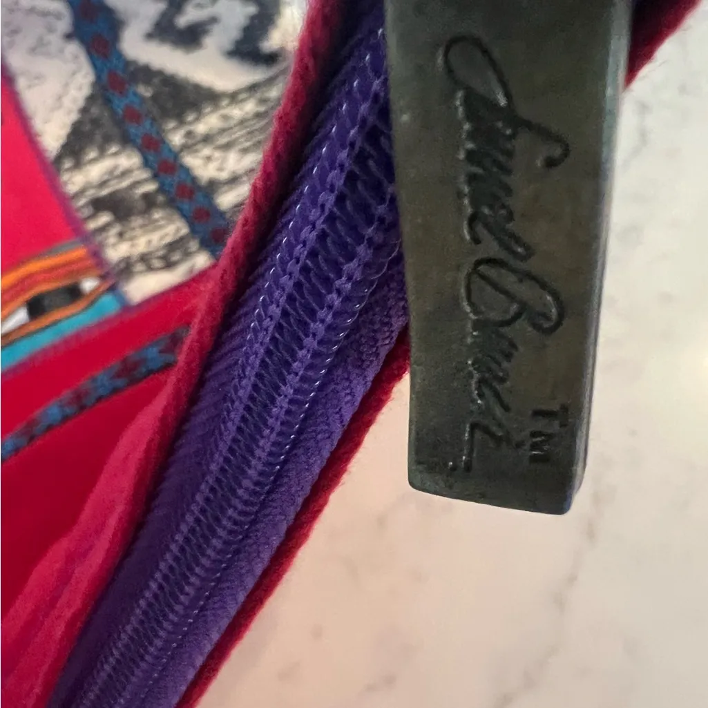 Laurel Burch Celestial Medium Embroidered Sun Shoulder Tote Bag Purse Y2K EUC Red - Image 6