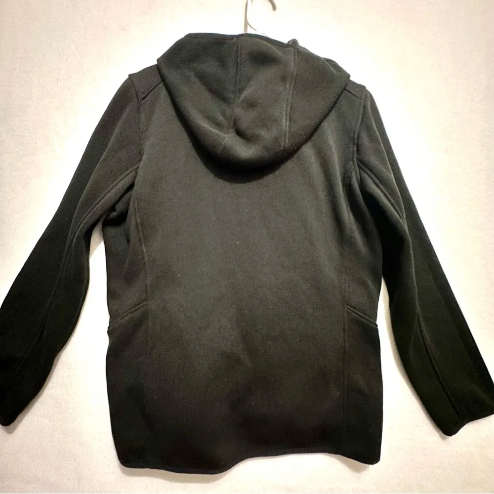 ANDREW MARC Women’s Jacket Black Knit Fleece Full Zip Hooded Size L - Image 4