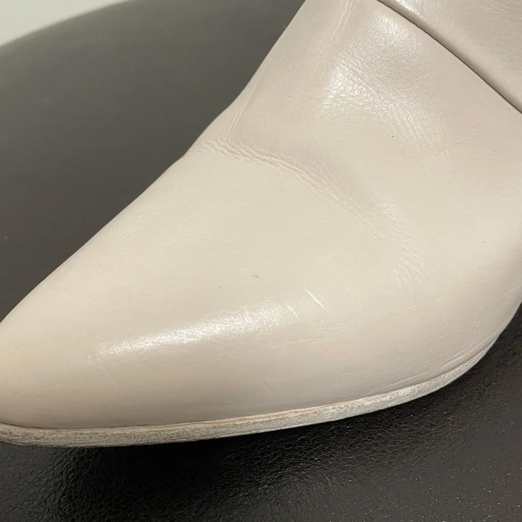 Alberto Fermani Off White Zip Up Bellina Ankle Pointed Toe Booties 38.5 Leather Size 7.5 - Image 14