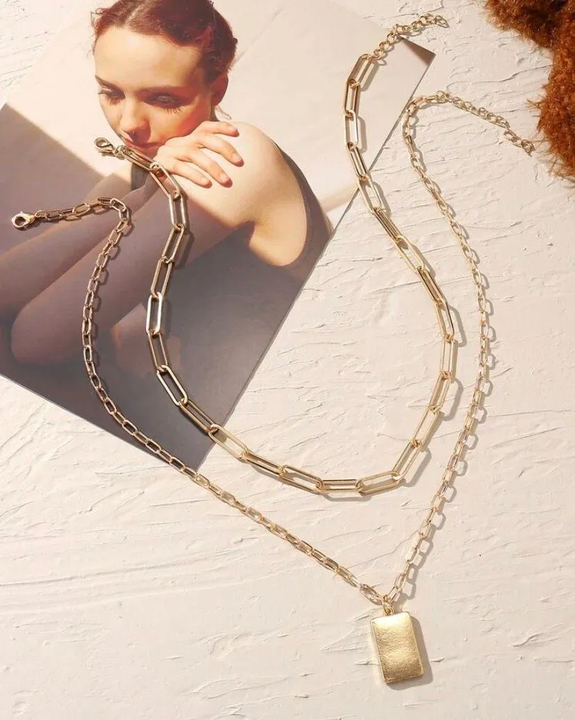 Boutique 2pc Gold Bar Chain Necklace  - Image 2