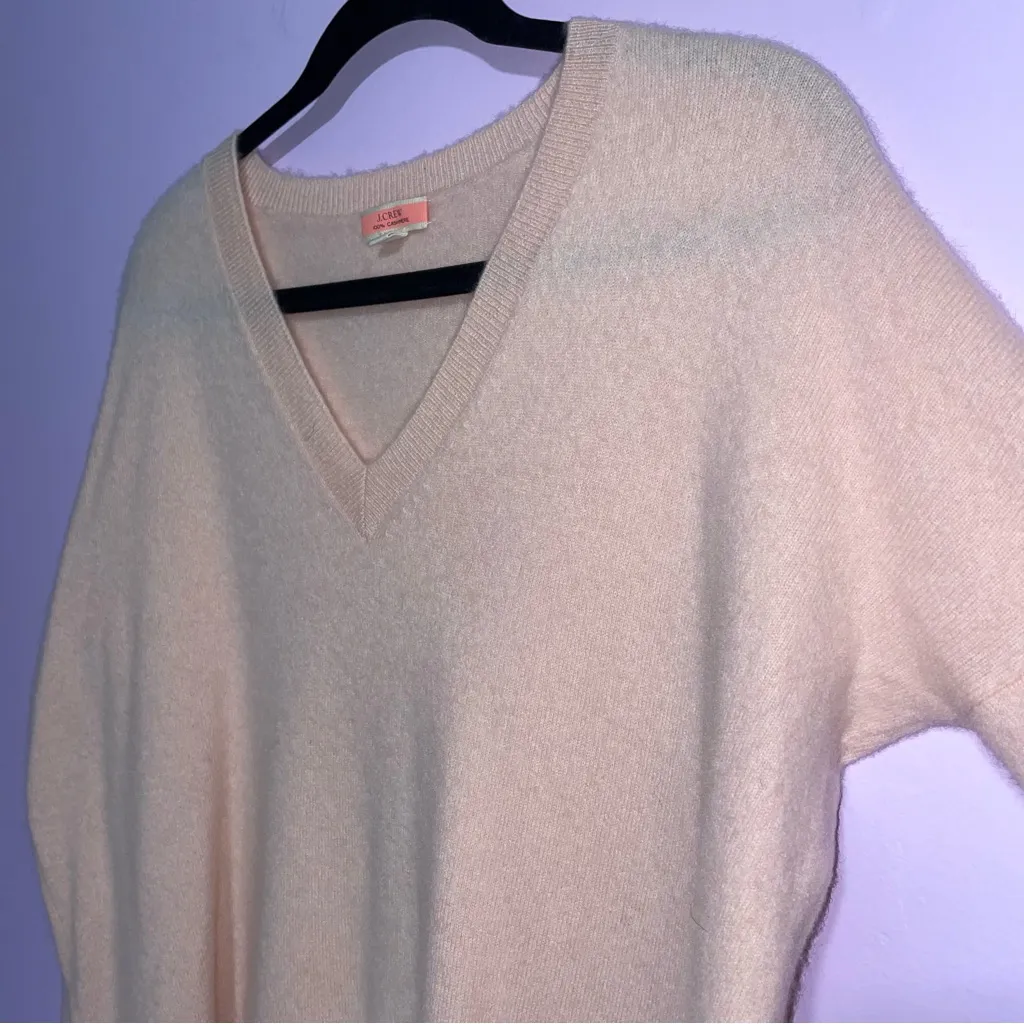 J Crew Cashmere Boyfriend Sweater Soft Pink Women XS Minimalist Academia Preppy - Image 3