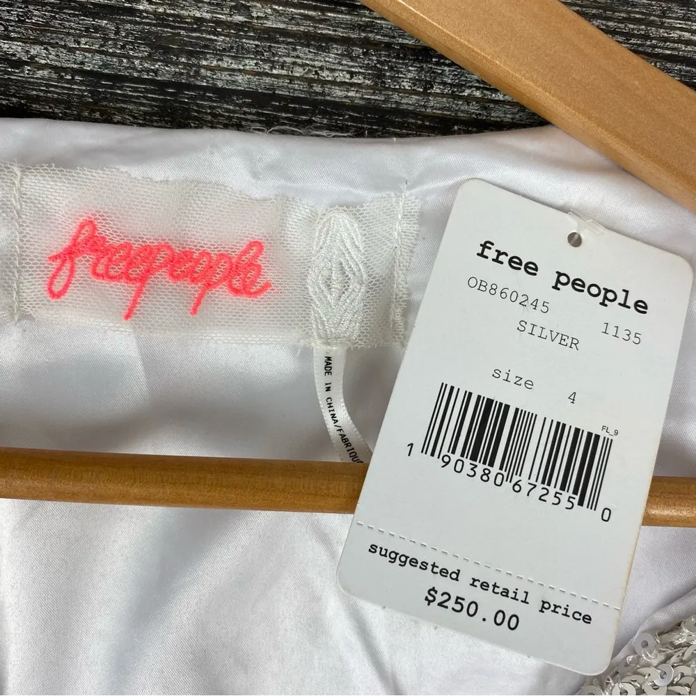 Free People Embellished Sequins Party Girl Mini Skirt Short Sleeve Dress 4 NEW - Image 7