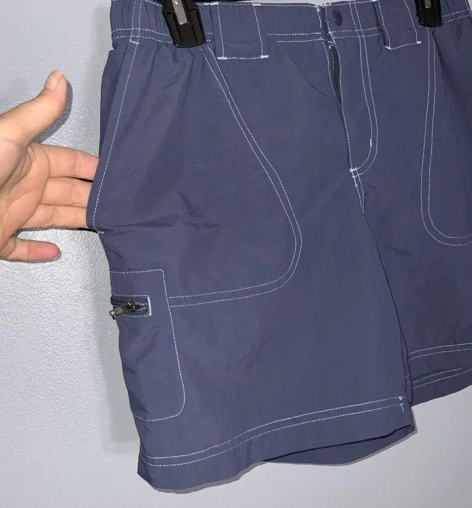 Columbia Women’s Navy Blue Nylon White Stitching Sporty Cargo Shorts Pockets Sm - Image 4