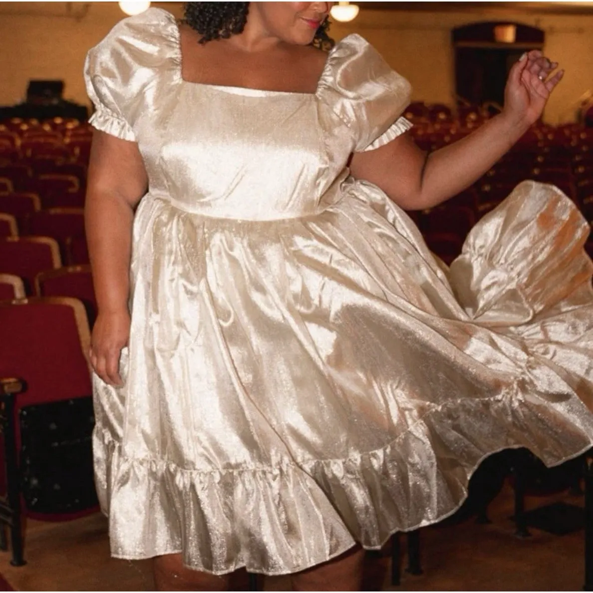 Ivy City Co Coco Dress Champagne Gold Puff Sleeve NWT‎ Size 3XL - Image 3