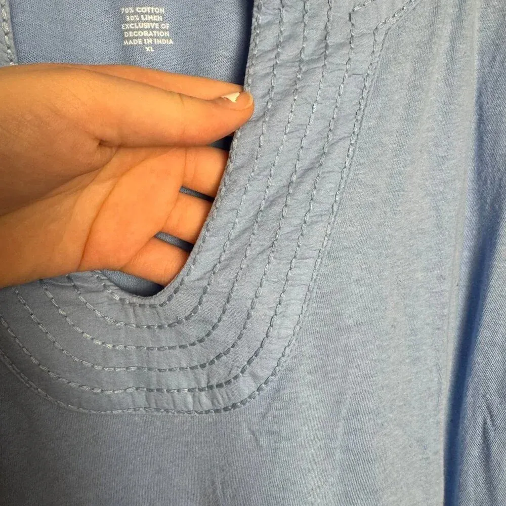 J Jill Pure Jill linen blend Trapunto tunic blue oversized XL G12 - Image 4