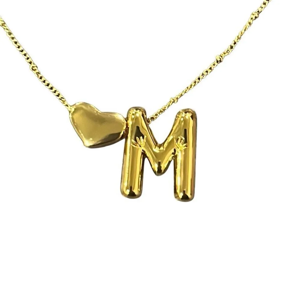 Yosommk Gold M Initial Heart Pendant Fashion Necklace New in Box - Image 2
