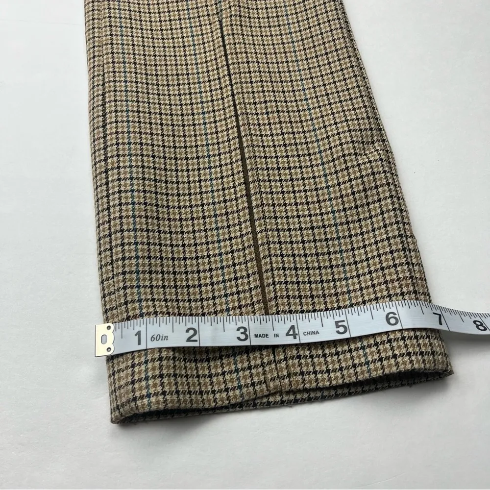 A.L.C. Edwin Split Hem Plaid Women Size 6 28 Waist Khaki Tan Pant High Waist NEW - Image 14