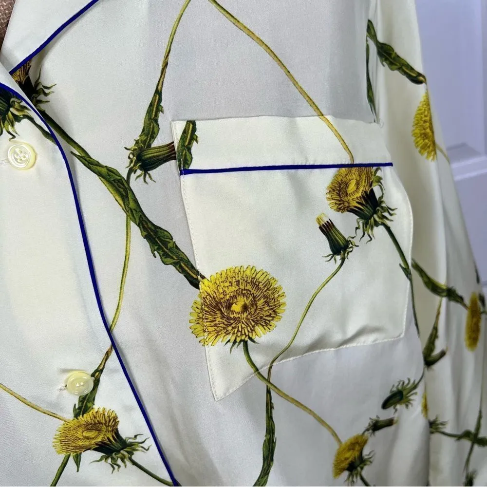 Sz 8 BURBERRY 100% Silk Floral silk poplin pajama shirt NWT $2090 MSRP - Image 8