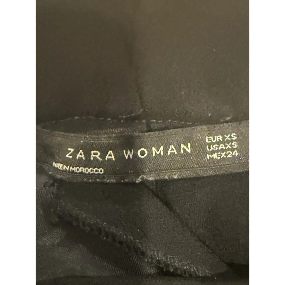 Zara Straight Leg Career Trouser Dress Pants Pockets Clasp Button Close XS Black - Image 6