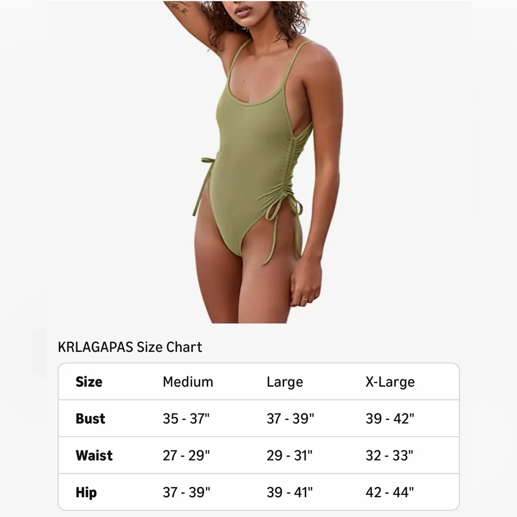 NEW Matcha green One Piece Bathing Suit Tummy Control Swimsuit L Size L - Image 3