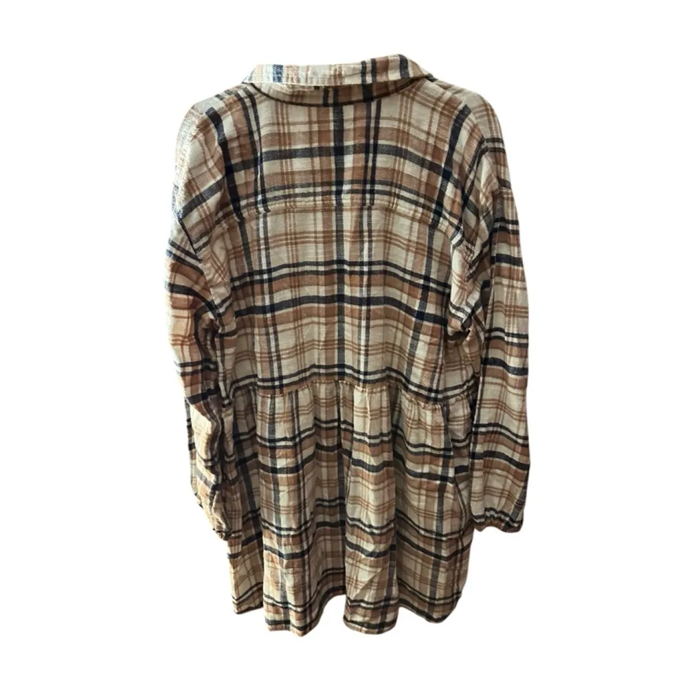American Eagle Womens Flannel Plaid Long Sleeve Button Shirt Dress - Image 4