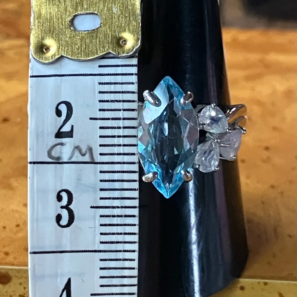 Sky Blue Topaz Rainbow Moonstone Sterling Silver Ring Size 10 - Image 7