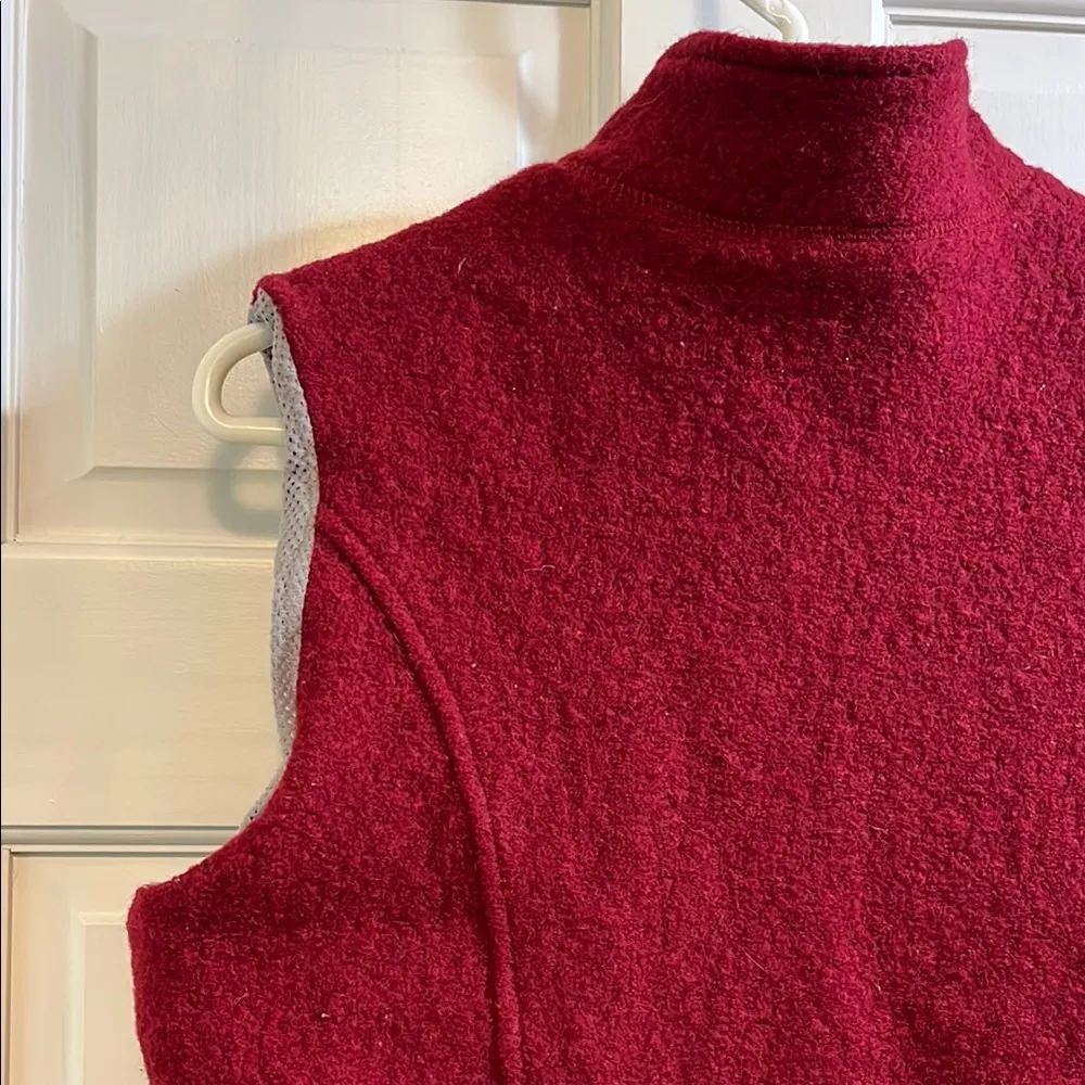 Woolrich Red Boiled Wool Mesh Lined Full Zip Up Vest - Size Small - Image 11