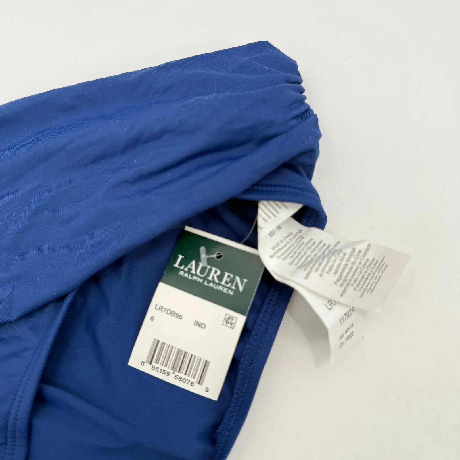 LAUREN RALPH LAUREN Bikini Bottom SZ 6 NWT Indigo Blue Beach Club Wide Shirred - Image 6