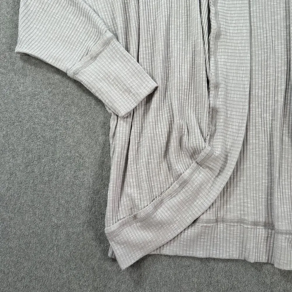 White Birch Ribbed Open Cardigan Top Women's L/XL Gray Dolman Long Sleeve - Image 2